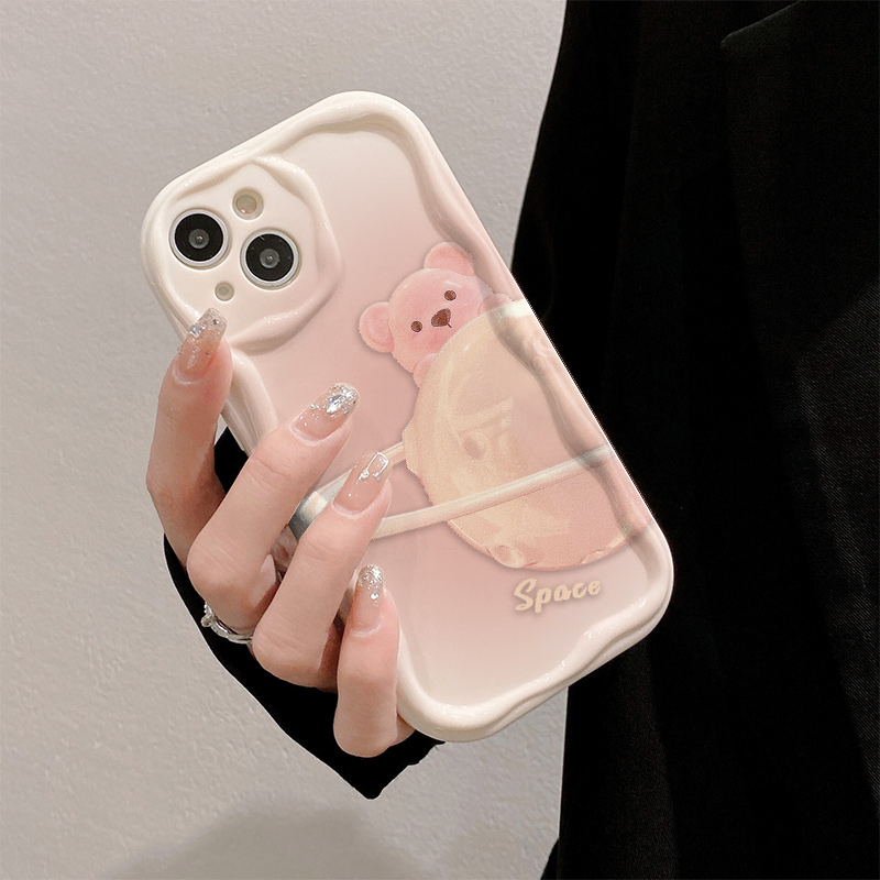 星球熊苹果15promax/14/13高颜值OPPO华为VIVO奶油手机壳小米荣耀