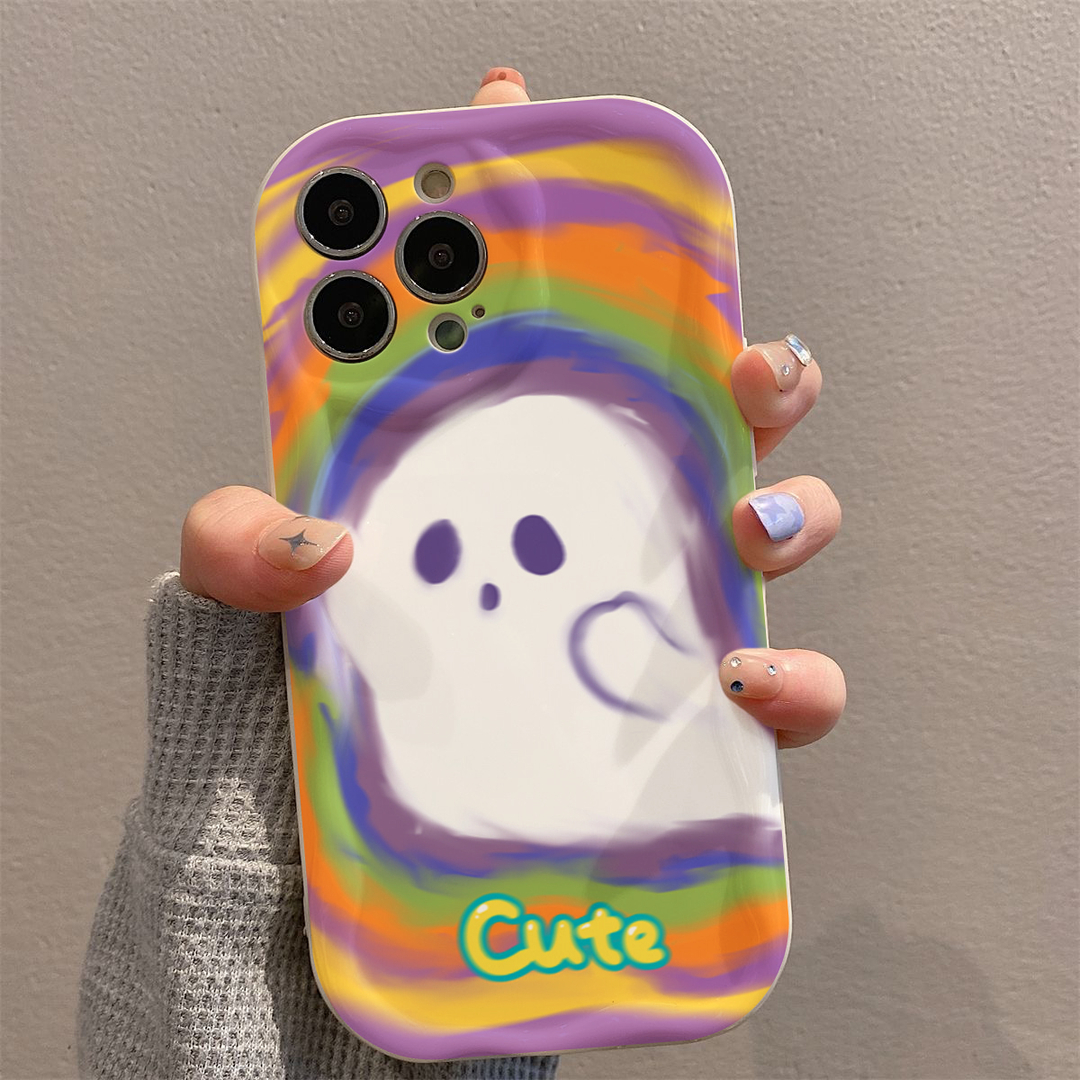 可爱彩色幽灵适用iphone15/13苹果14手机壳华为vivo小米oppo软套
