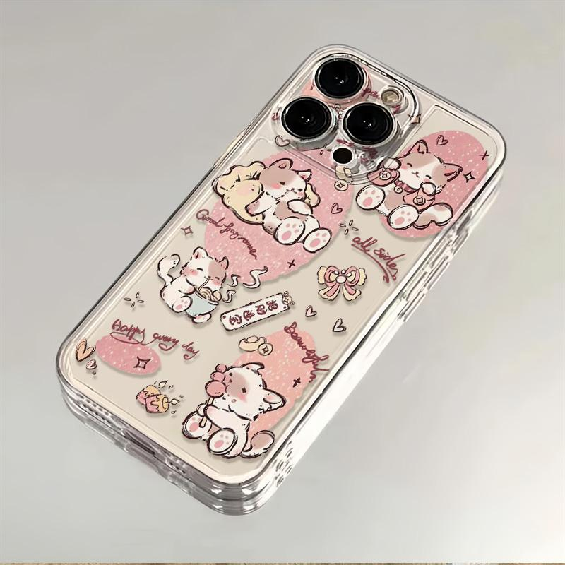 粉色调皮猫咪苹果华为oppo小米vivo全包iPhone12/13/14/15手机壳