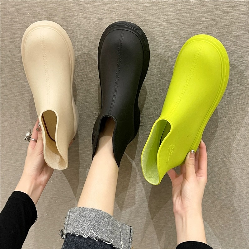 百丽纯爱韩系款雨鞋女士短筒加绒防水胶鞋低帮保暖时尚水鞋户外防