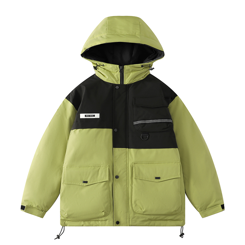 拼色撞色2023新款棉服男韩版潮流冬季连帽外套男棉衣休闲服潮百搭