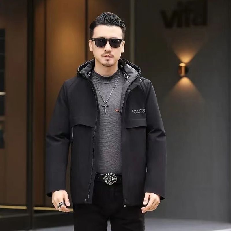 【真皮真毛短款】2025冬季男士派克服外套可拆卸内胆