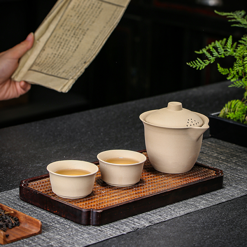 粗陶一壶二杯便携车载户外旅行功夫茶具套装快客茶杯茶水分离器