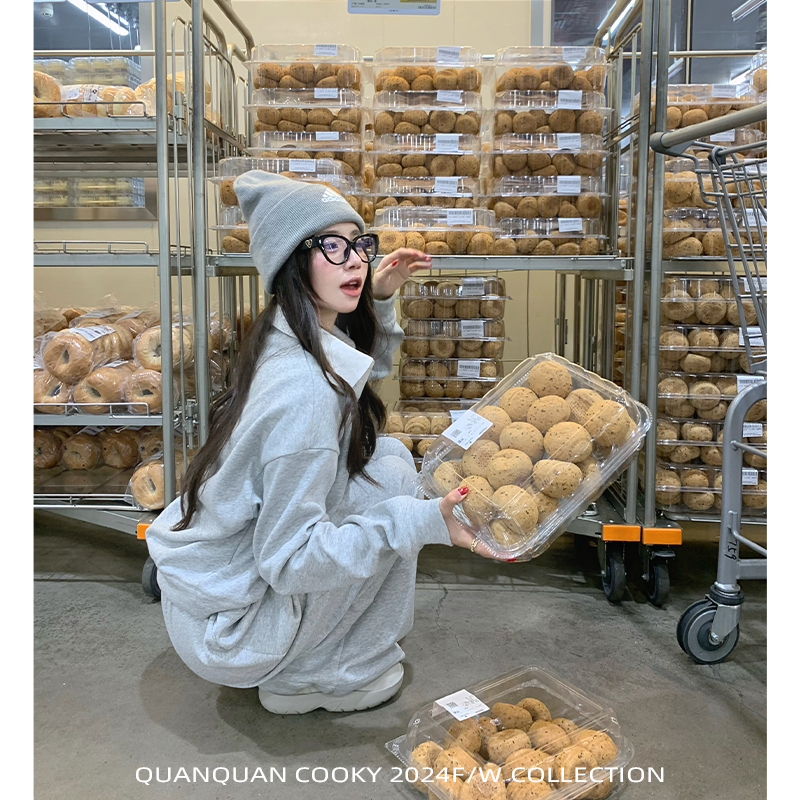 圈圈cooky 元气爱豆 美式休闲宽松卫衣长裤两件套L0404C、L0405K