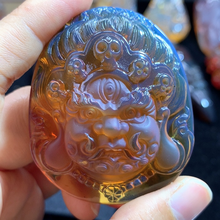 琥珀颈饰未镶嵌果冻底大黑天