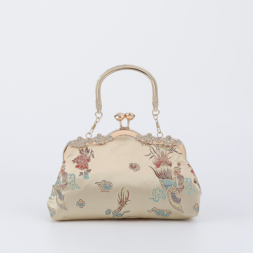 复古国风龙凤刺绣手提包宴会礼服包优雅旗袍包单肩斜挎包 PB3B56