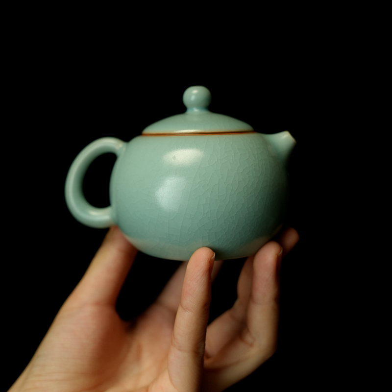 汝誉天下汝窑茶具西施壶小茶壶清凉寺汝官窑天青冰裂纹手工泡茶壶