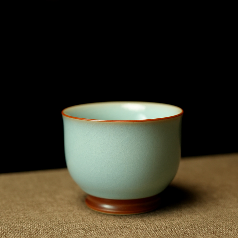汝誉天下汝窑茶具主人杯茶杯马蹄杯天青釉冰裂纹汝州汝瓷天青色