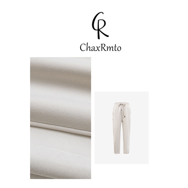 ChaxRmto 空气裤通勤风春秋款系绳白色休闲裤 斯斯20396