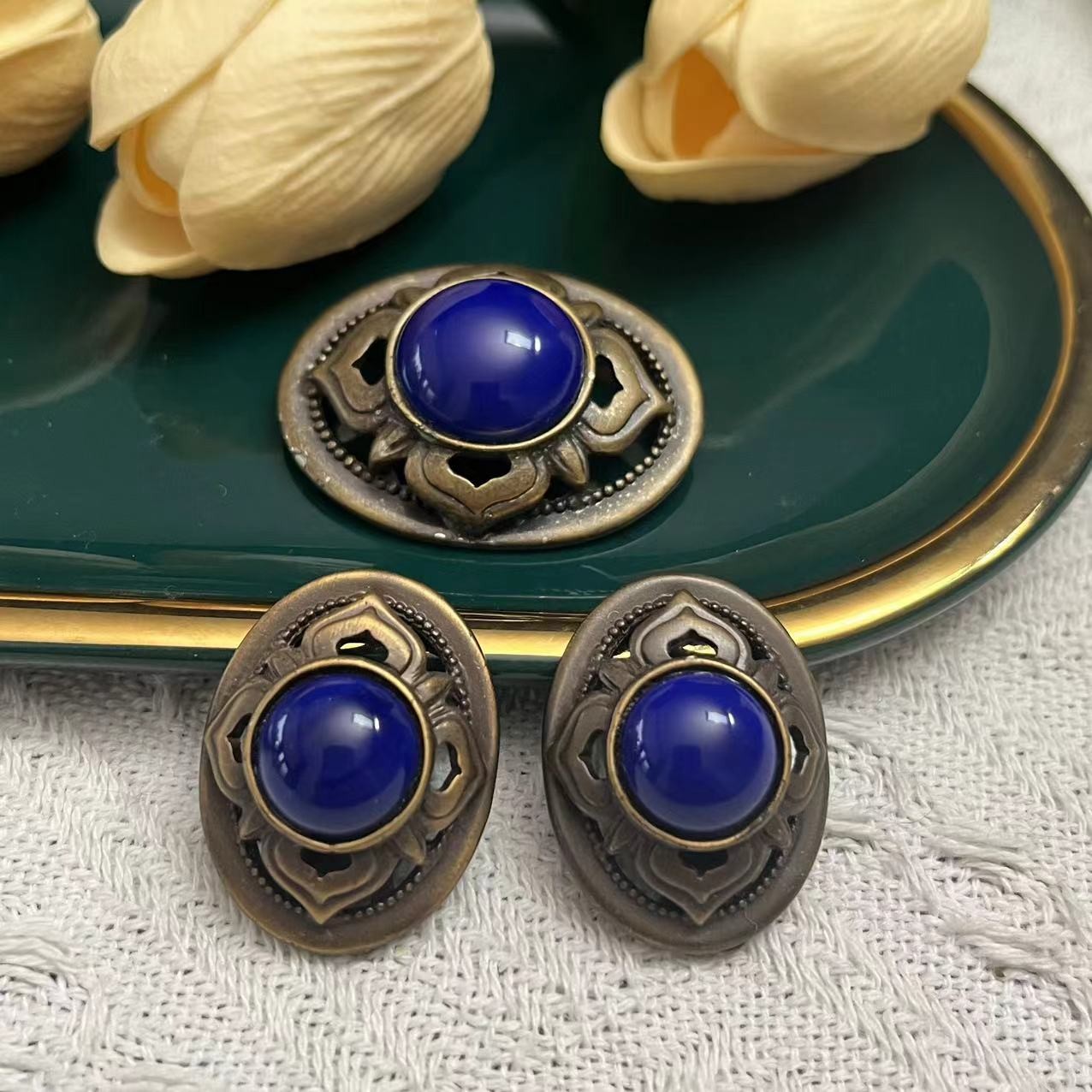 铜合金胸针 胸针 耳夹 vintage中古首饰回流孤品AM701