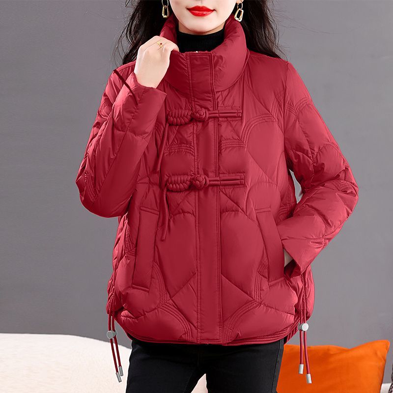 雅鹿羽绒服女短款立领2023年新款盘扣中国风妈妈冬季保暖时尚洋气