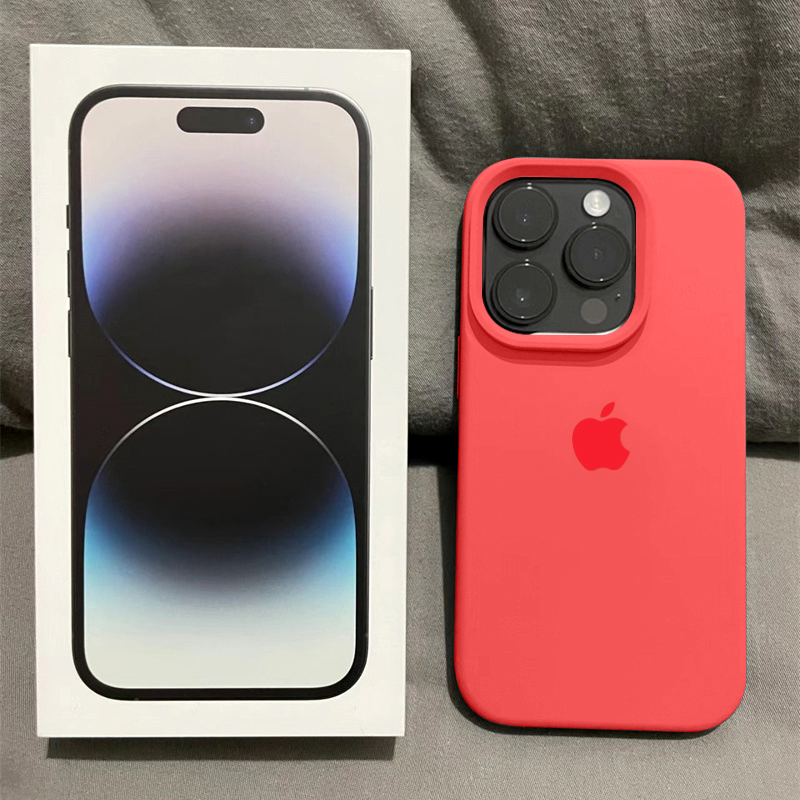 粉橘色苹果15ProMax防摔手机壳液态硅胶iPhone14大孔女款13简约Xs