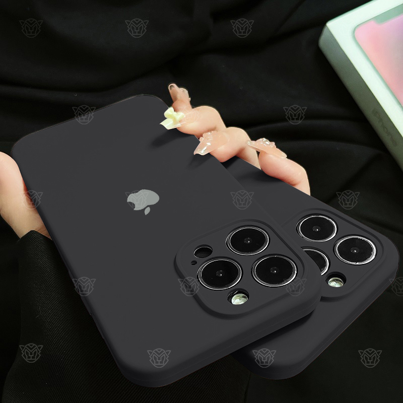 精孔纯黑色iPhone14ProMax液态硅胶苹果15手机壳11/12/13高级感Xr