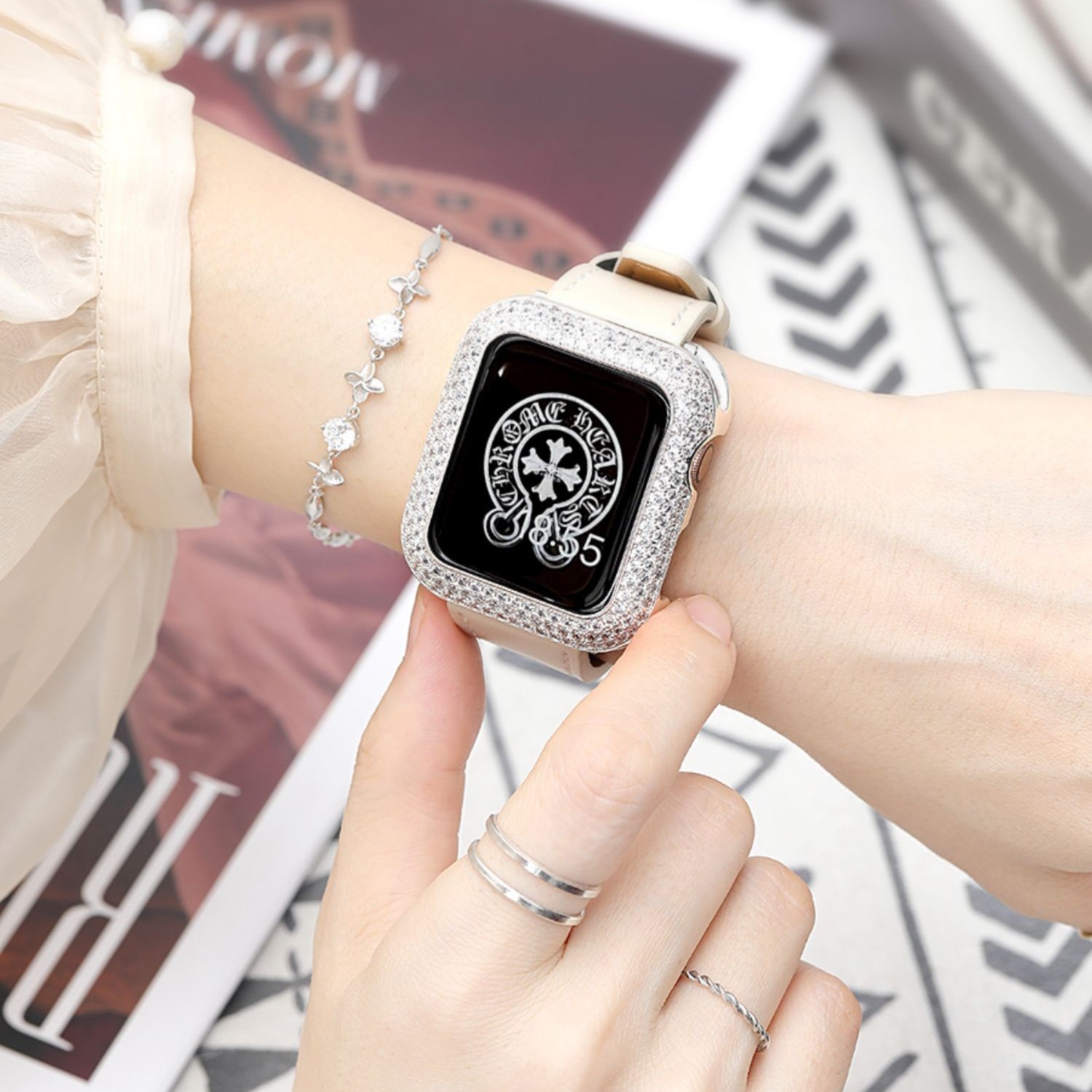 星图苹果手表iwatch123456se7s89金属满钻壳46s10保护套42边框45