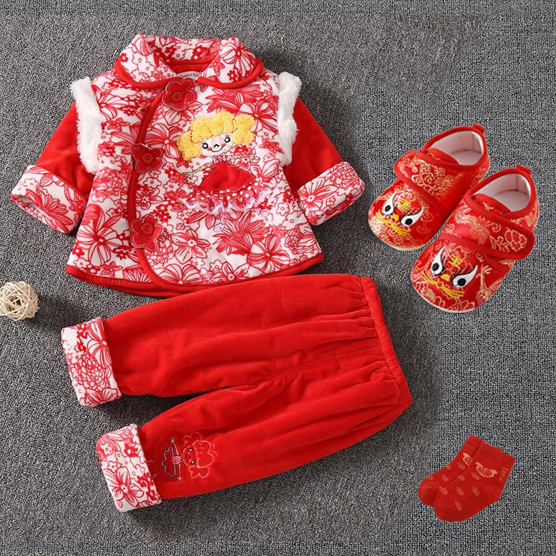 女童秋冬装洋气儿童周岁套装1一2岁女宝宝衣服抓周礼服婴儿拜年服