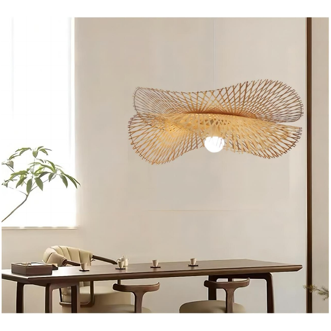 新中式复古创意禅意竹编荷叶吊线灯餐厅客厅国风个性书房温暖家居