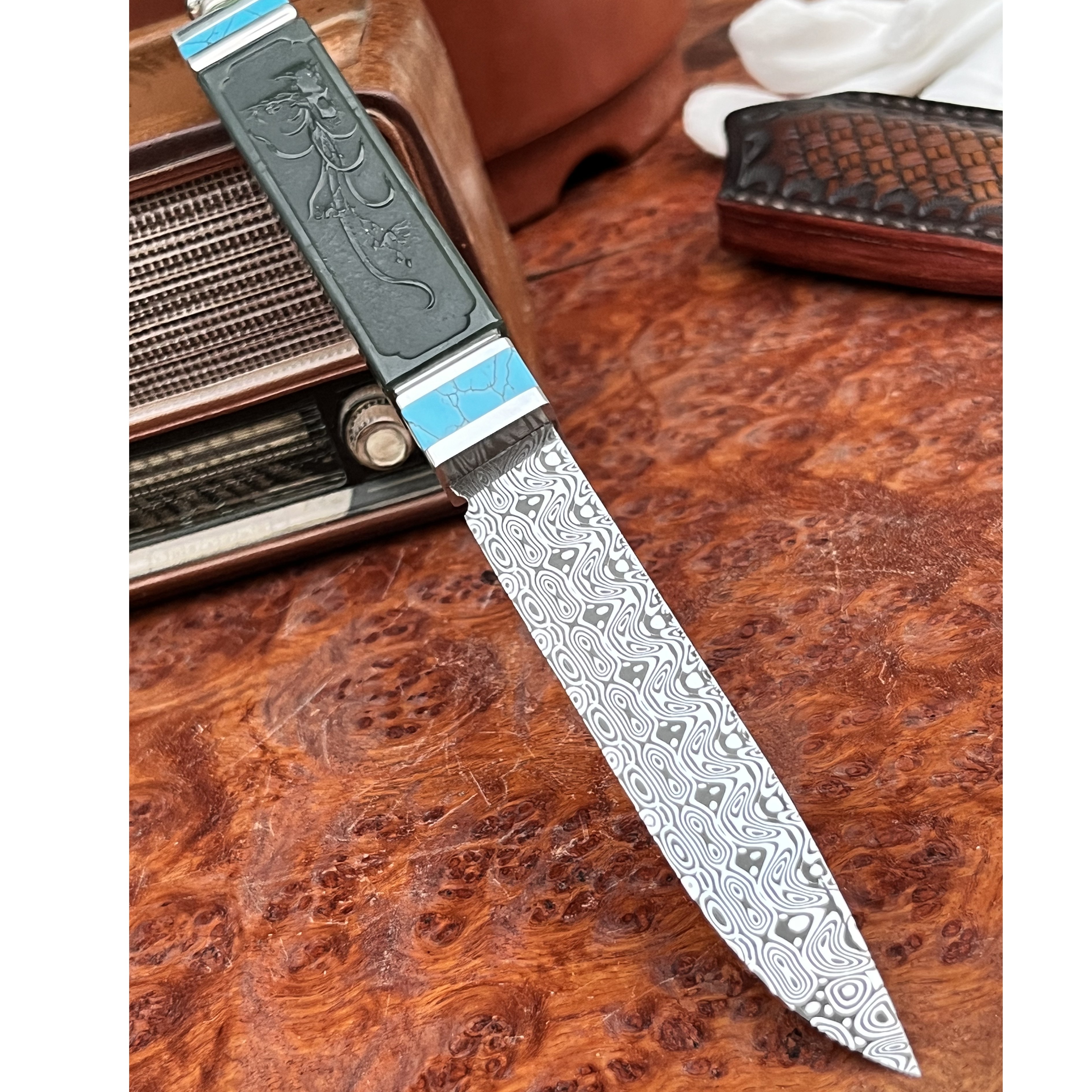 侠易宁乐匠作服媚瑞粉玉柄手工水果刀小茶刀收藏锋利剔骨