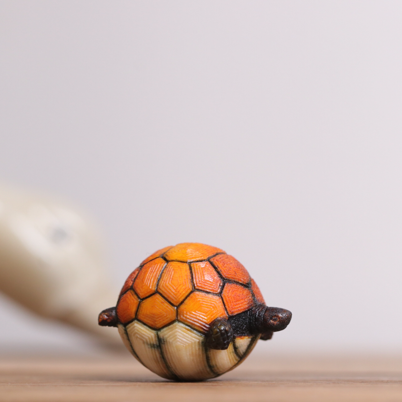 球龟 圆滚滚 财源滚滚 鹿角雕刻 方颜作品 纯手工 配饰挂件手把件