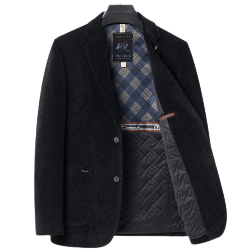 【帝王马】男士秋冬商务休闲平驳领加厚百搭保暖潮流西服外套/1388