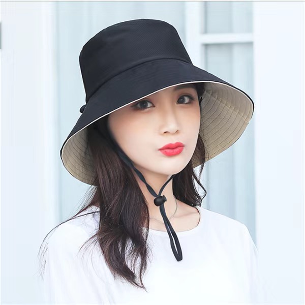 渔夫帽女遮阳帽韩版潮日系双面遮脸防紫外线大帽檐防晒帽子休闲