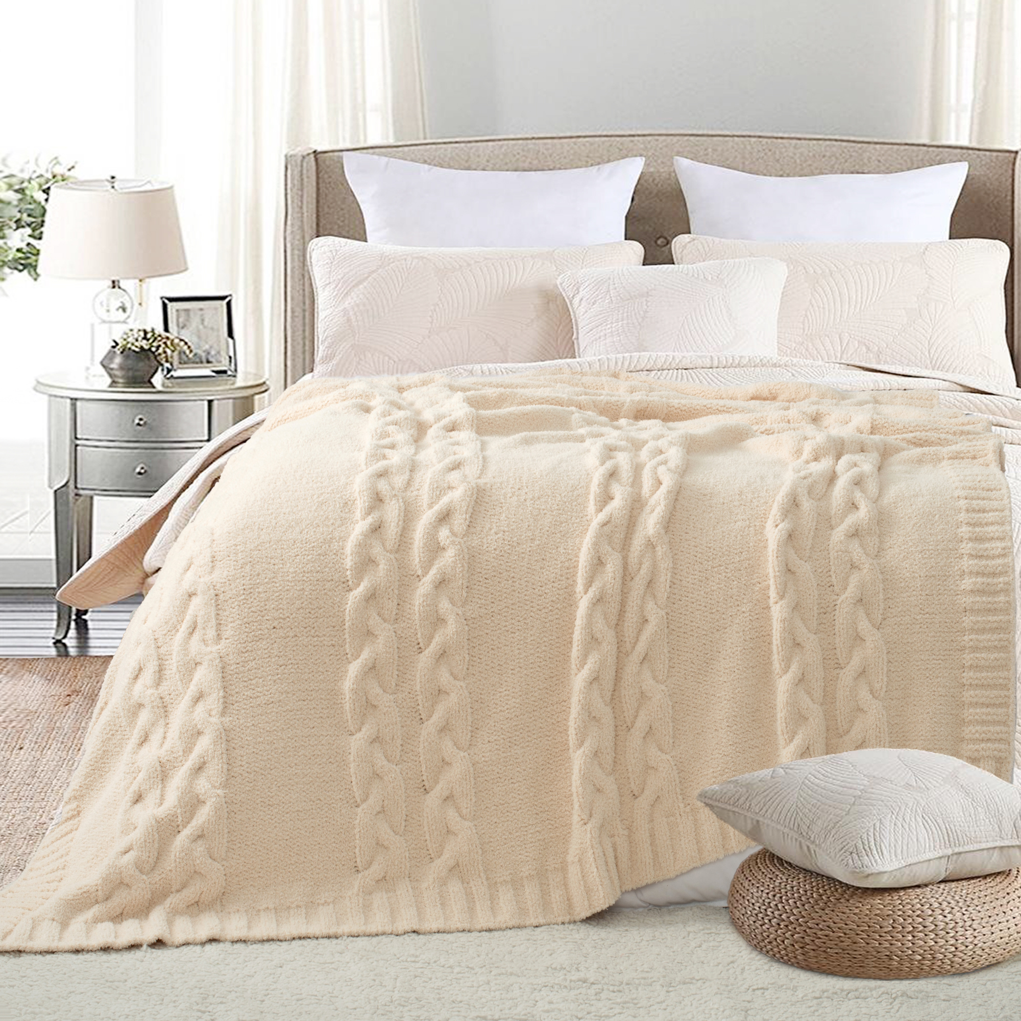 冬季厚毯空调毯办公室毯纯色提花塔夫绒半边绒可铺可盖亲肤防静电