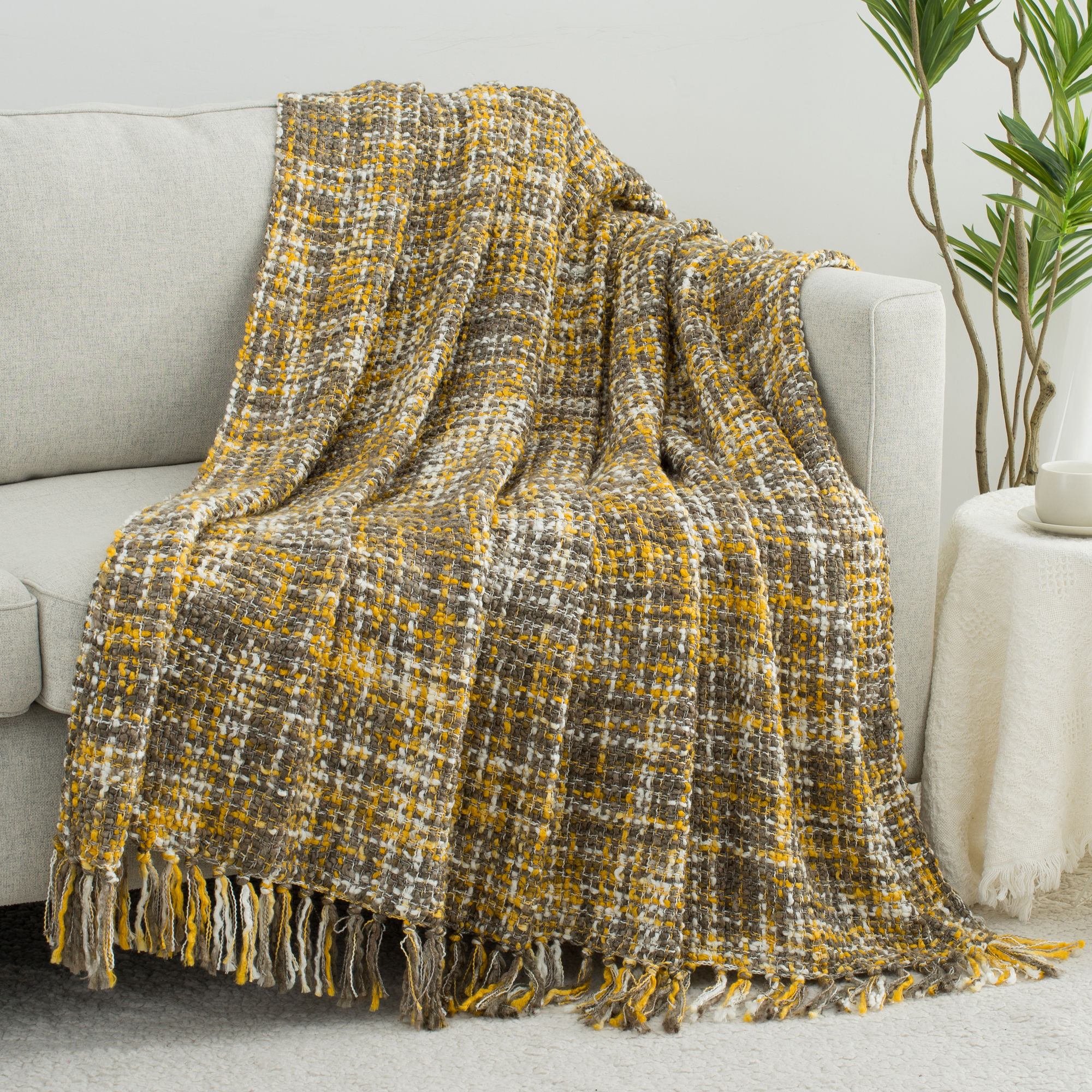 针织小香风经典网红款粗线针织多色混编四季通用披肩沙发装饰毯