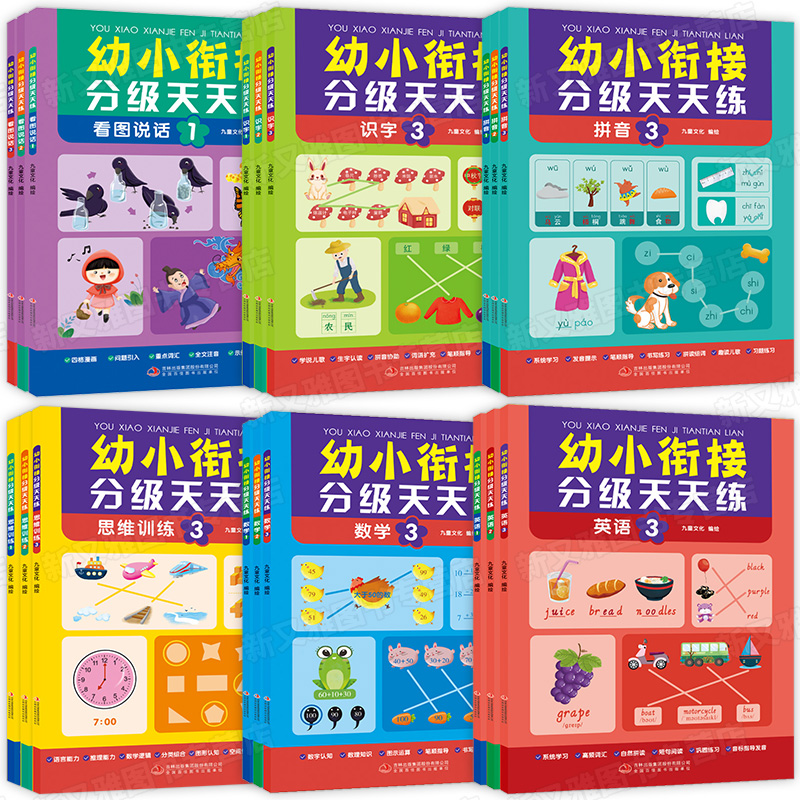 幼小衔接分级天天练（识字、思维、英语、数学、看图说话、拼音任选）  