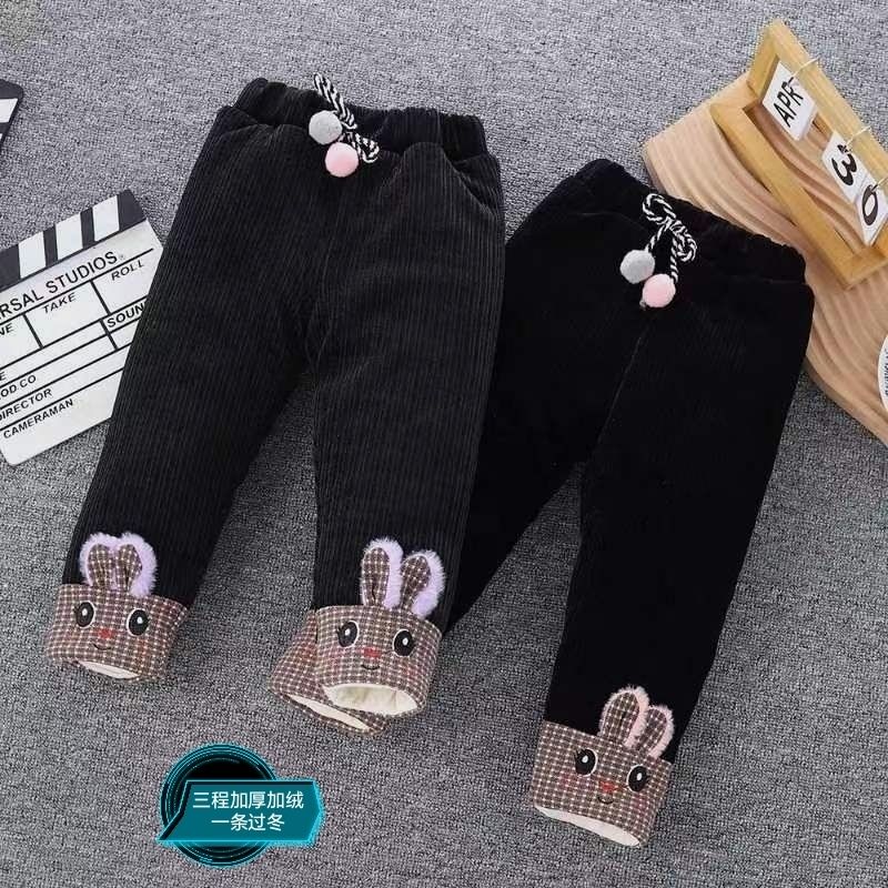 女童棉裤超厚夹棉女宝宝棉裤儿童时尚卡通三层超厚保暖裤冬季厚款