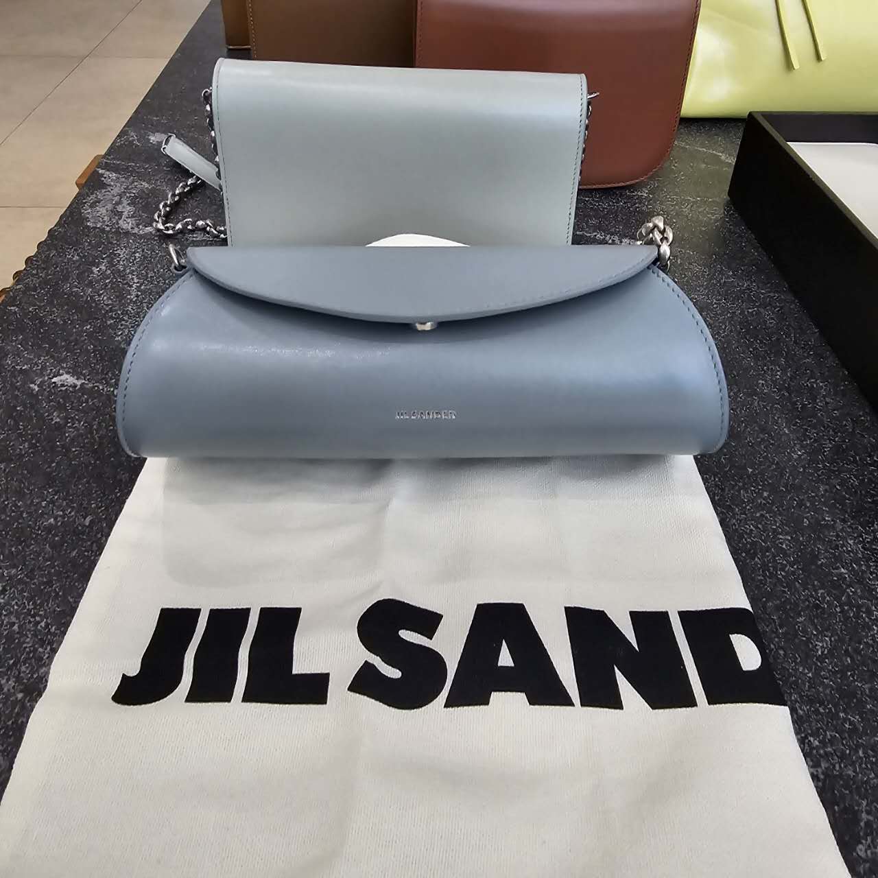 全新未使用  Jil sander 翻盖手拎包包蓝色