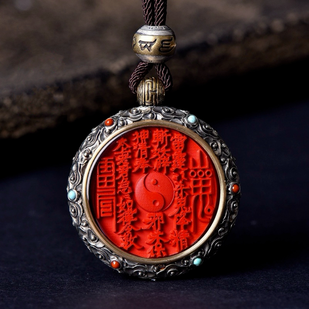 含辰砂工艺品天然保真高含量红砂水飞砂镶嵌山花钱男女吊坠正朱砂