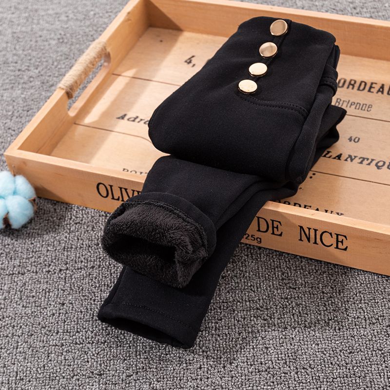 女童加绒裤子秋冬款2024新款儿童冬季加厚一体绒魔术裤大童打底裤