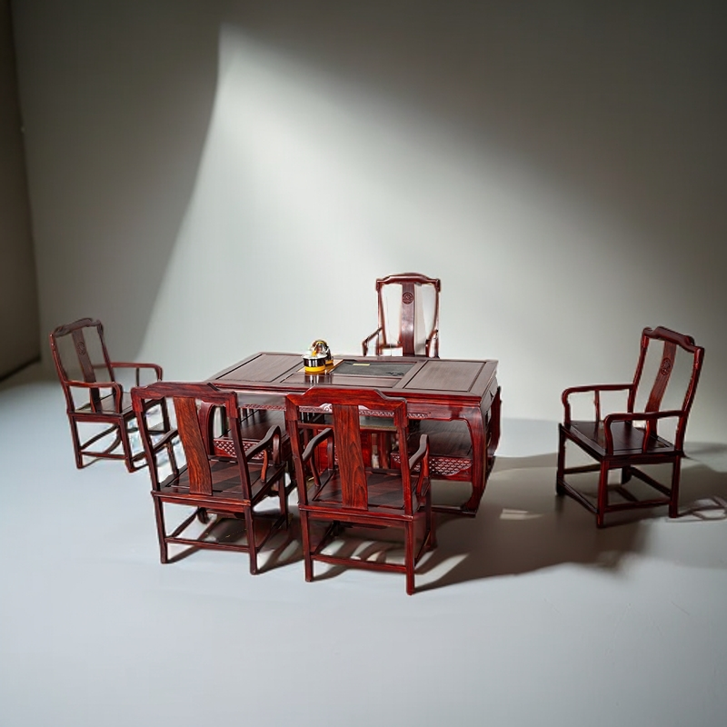 南美酸枝家用皇冠办公茶台湿泡茶桌椅组合套装一桌五椅