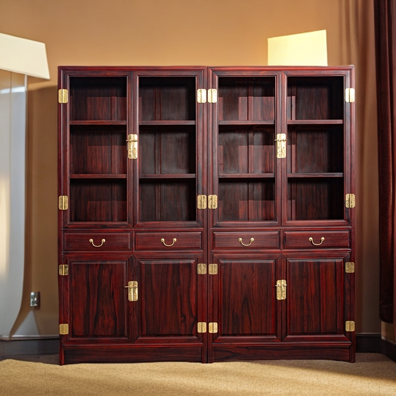 南美酸枝实木新中式家用办公室书房简约客厅书柜两组合实用