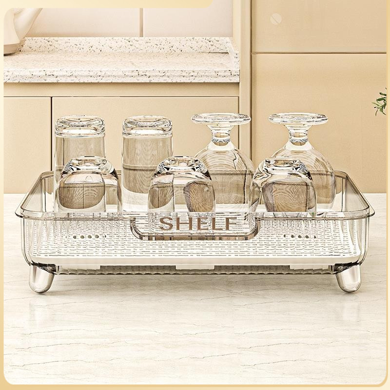 茶盘2024新款家用茶杯沥水托盘长方形客厅茶几茶具杯子收纳盒轻奢