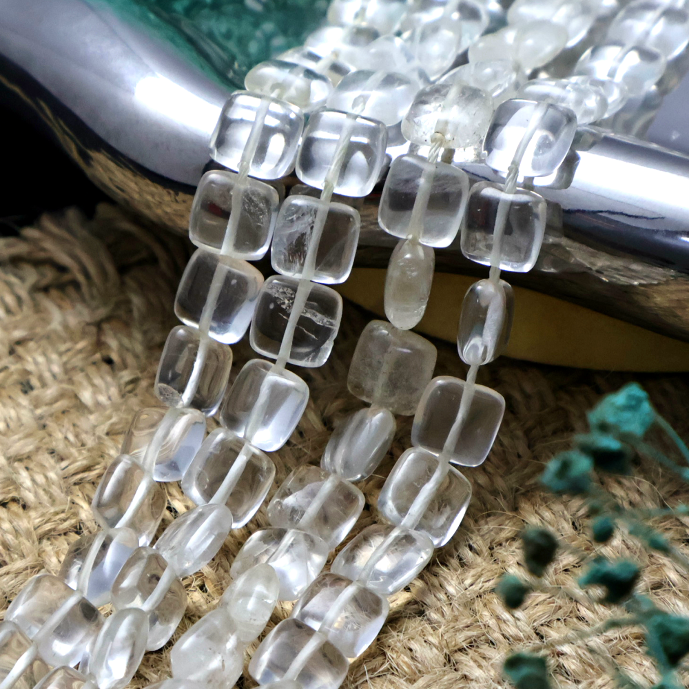 天然白水晶散珠水晶正方片半成品珠子DIY手工串珠饰品配珠隔珠