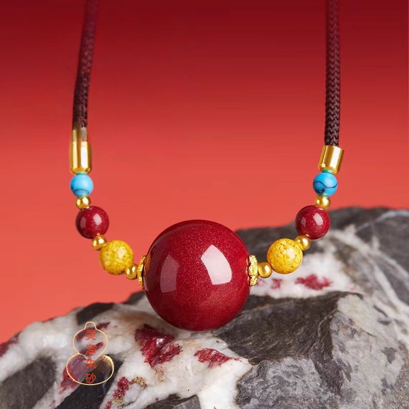 含辰砂工艺品正品朱砂锁骨链高含量紫金砂红砂项链女款送女友