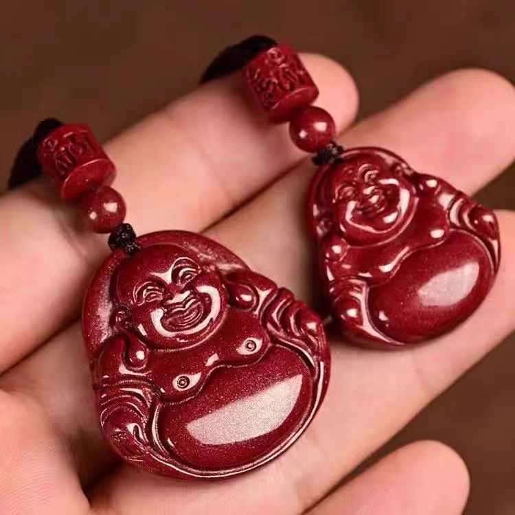 天然辰砂灵泽 朱砂【笑佛佛公】女士吊坠带绳子紫金砂挂坠正品保真