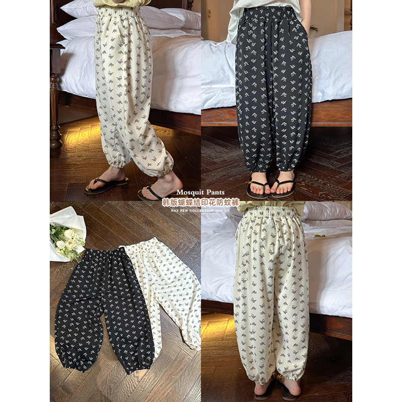 咸蛋小虾米童装2024年夏装新款韩国女童蝴蝶结凉快防蚊裤        