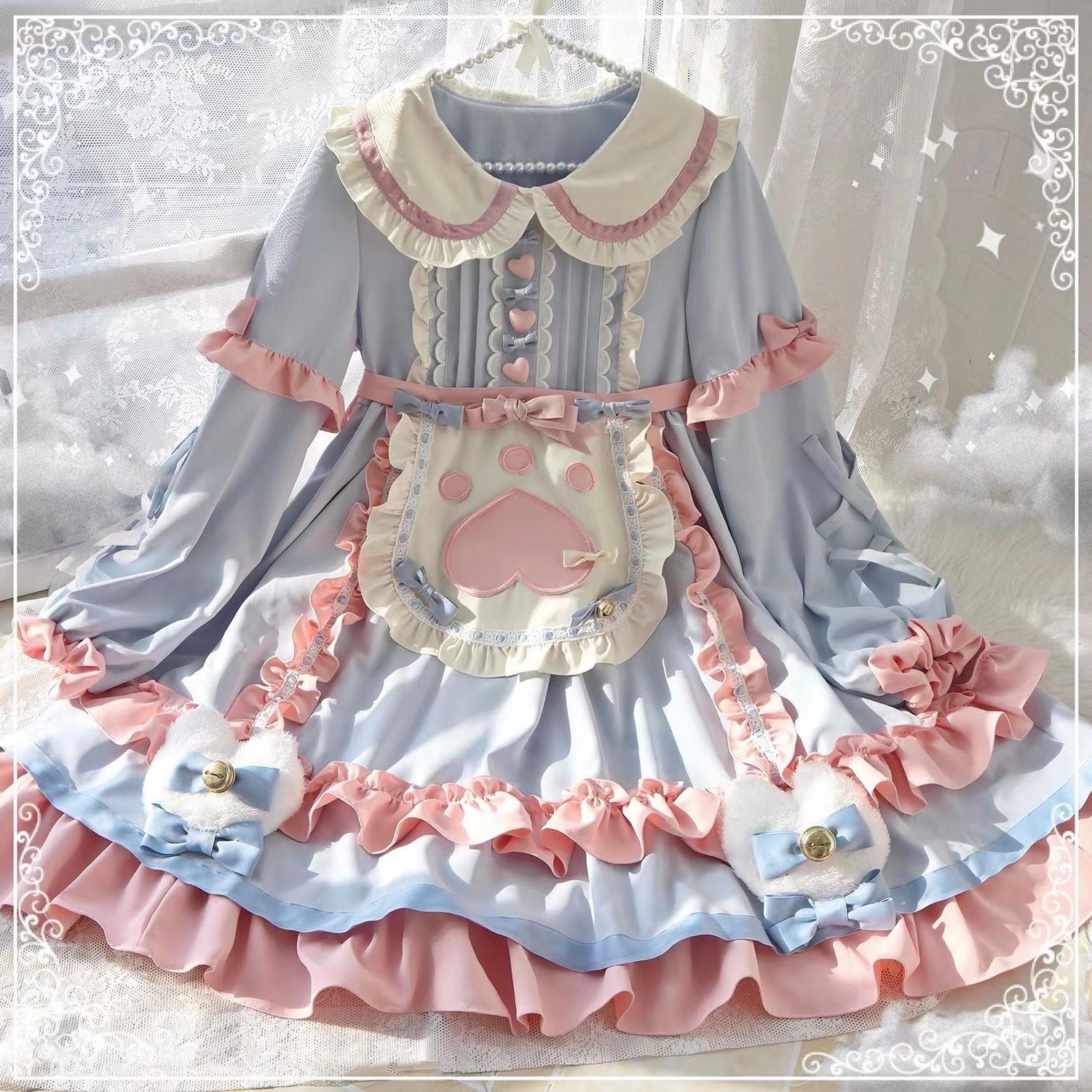 加绒原创正版洛丽塔连衣裙lolita猫猫甜品站裙子甜美围裙可爱