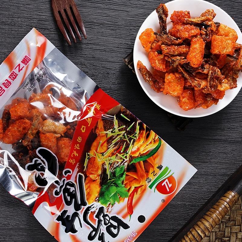 恋鱼皮甜醋鱼即食香辣零食香酥鱼干制品儿时童年回忆小吃包邮笋0g