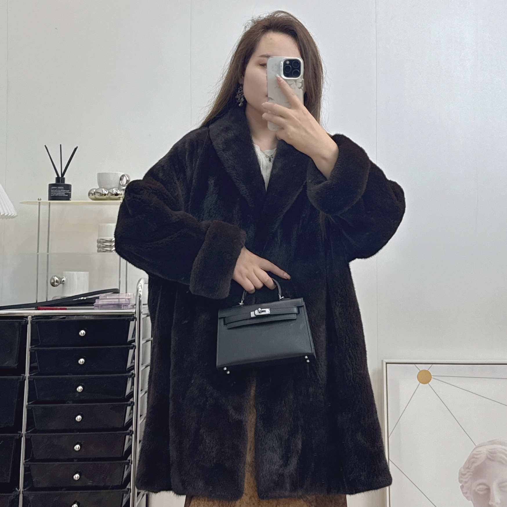 中长款青果领女士挽袖水貂皮草外套进口紫金短二级整貂