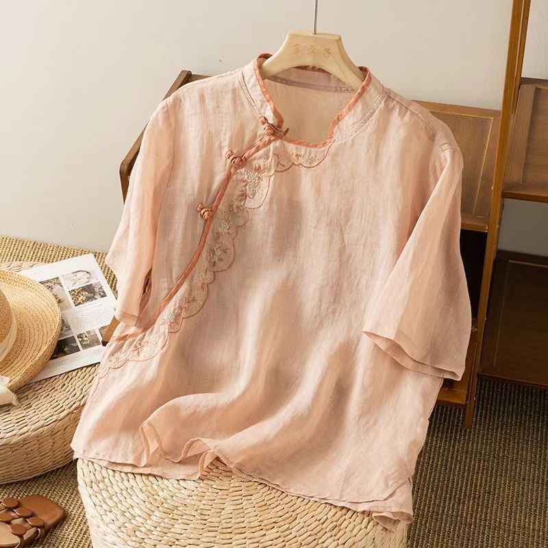 羊羊精品麻料上衣复古中式文艺 默认微瑕（直播展示为准)