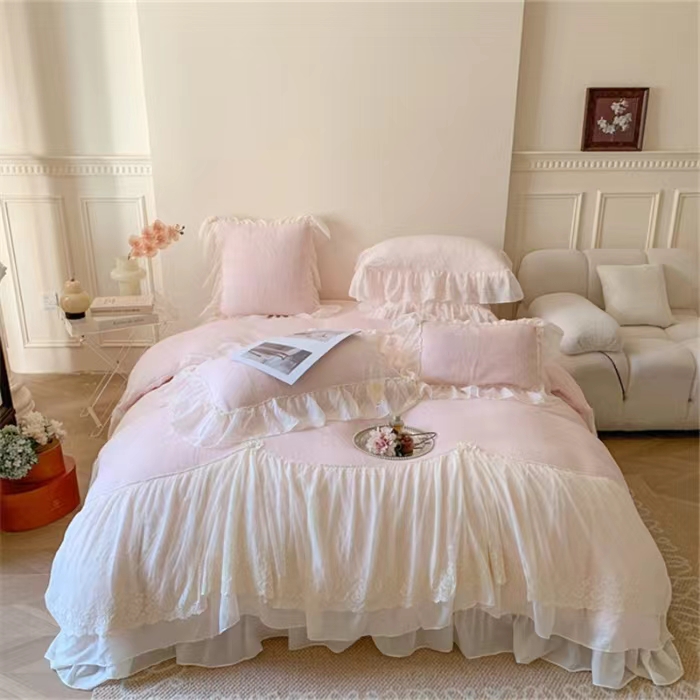 【百棉】2024年冬款240克全消光牛奶绒浪漫法式四件套四件套