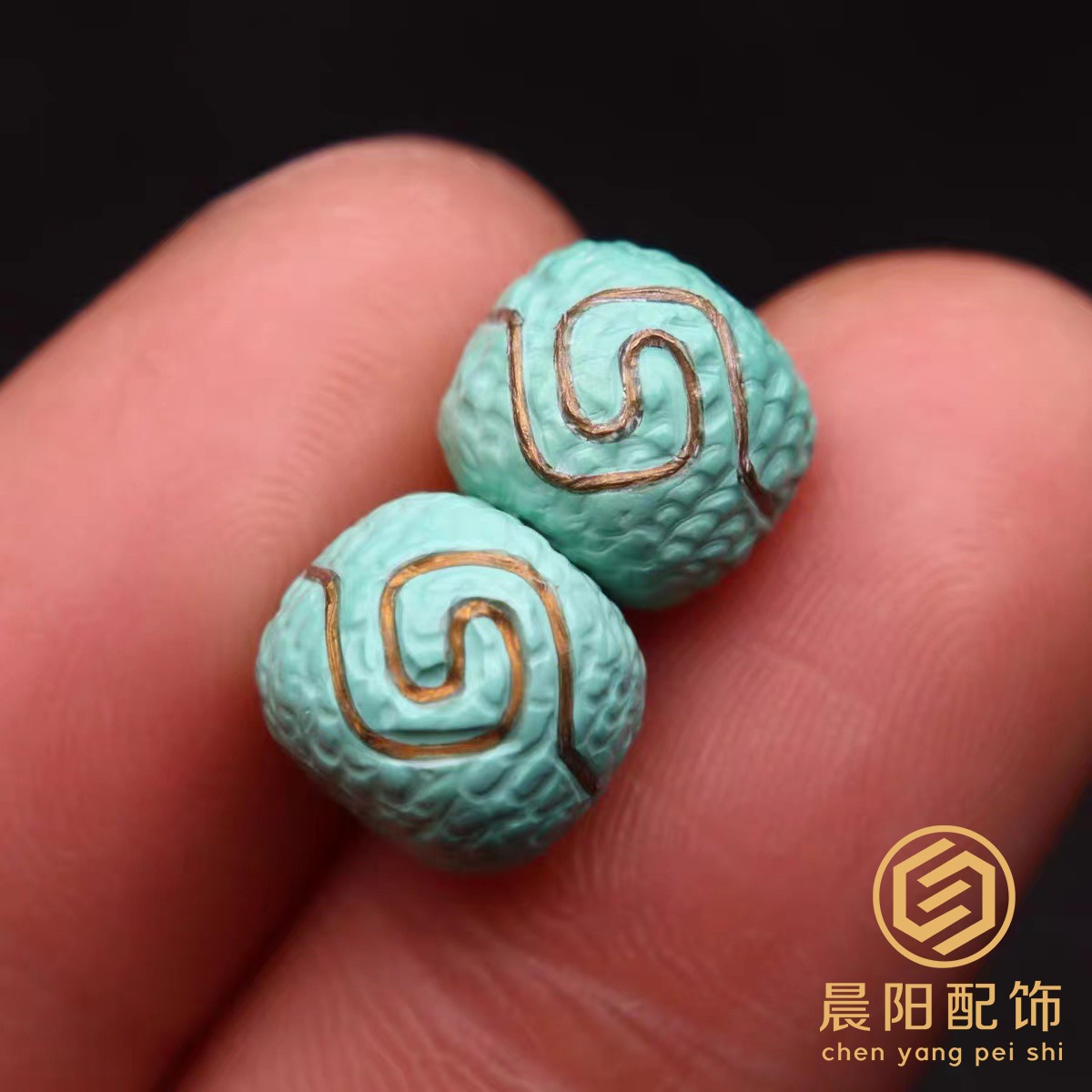 【人工处理】高瓷绿松老型珠单颗散珠配珠手串菩提108diy文玩配饰