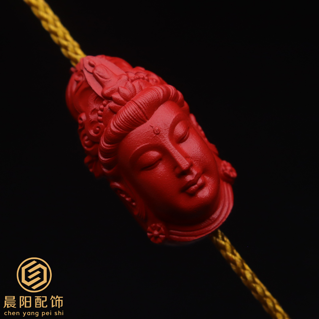 含辰砂工艺品朱砂观音背云配件挂件吊坠饰品星月金刚菩提文玩配饰