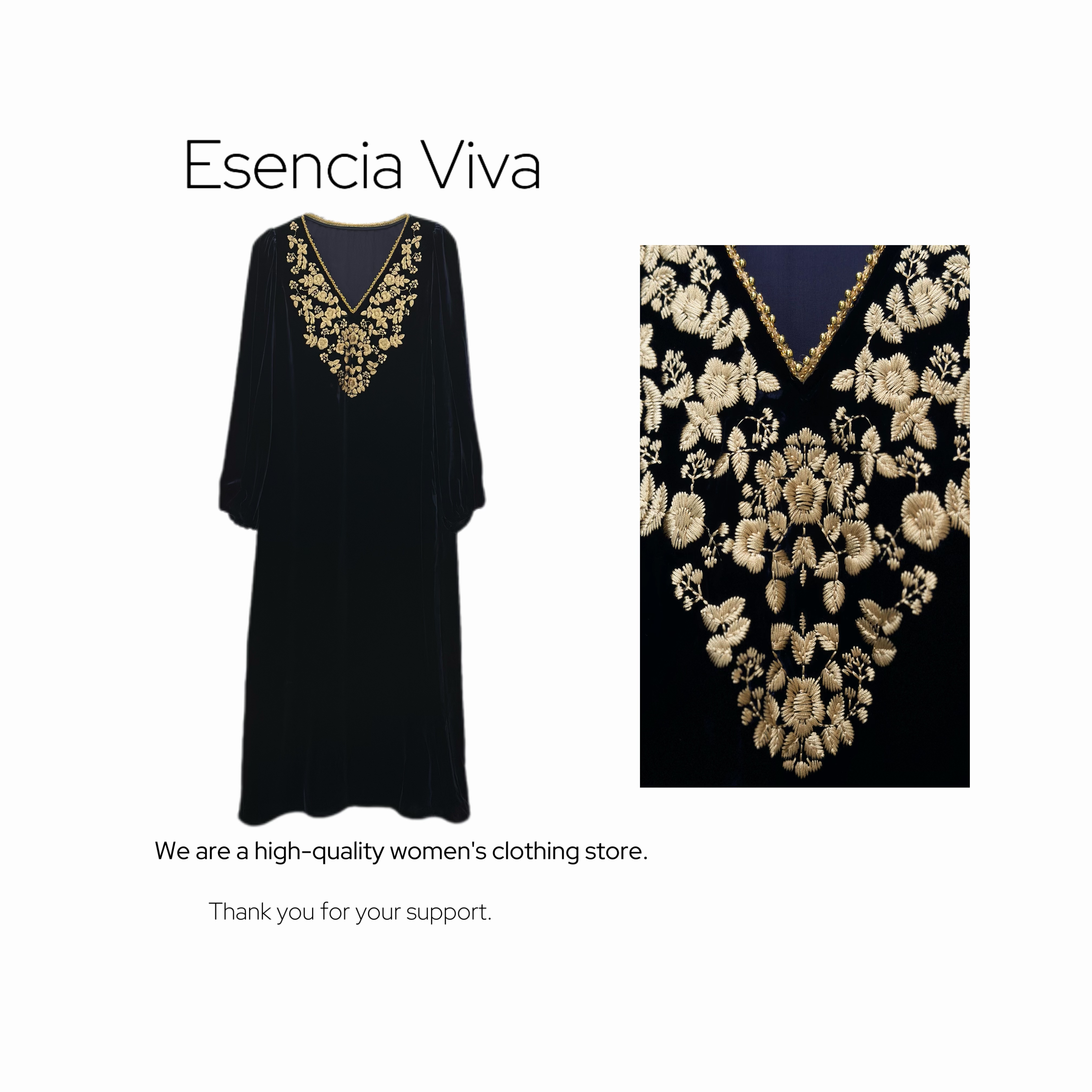 EV.【槯花钰语】100%桑蚕丝简约显瘦百搭连衣裙EVQZ0302