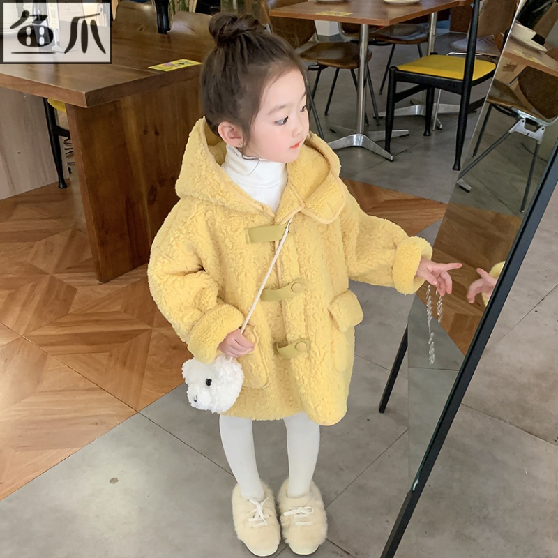 女童外套秋冬款加厚加绒新款时髦洋气毛毛衣上衣羊羔绒大衣潮