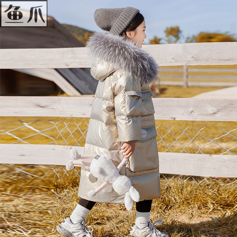 女童羽绒服儿童加厚冬季中大童洋气时尚女连帽小童保暖过膝大毛领