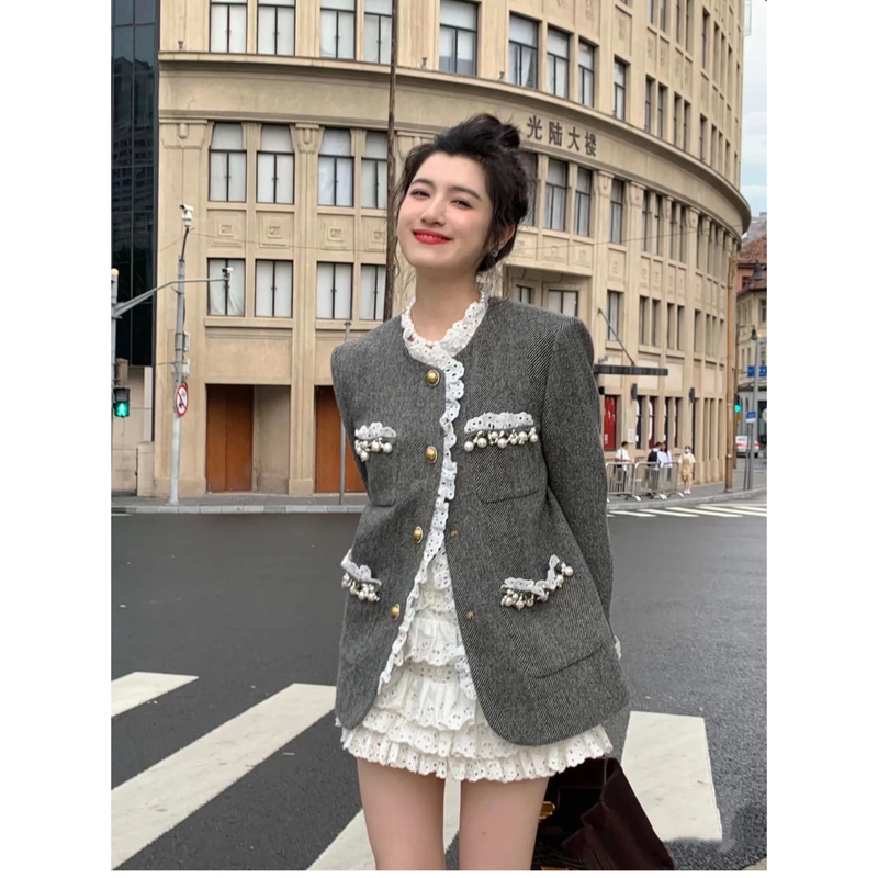 六六专属 NO退NO换 秋冬新款重工钉珠蕾丝拼接蛋糕裙