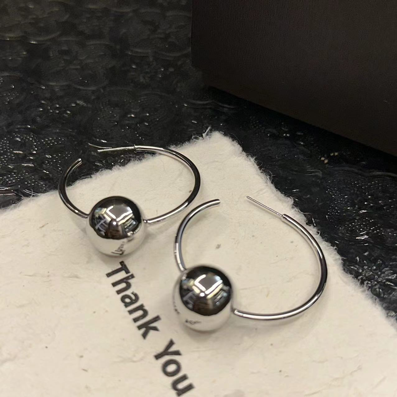 铜合金耳饰 冷淡风圆球时尚耳圈-0691